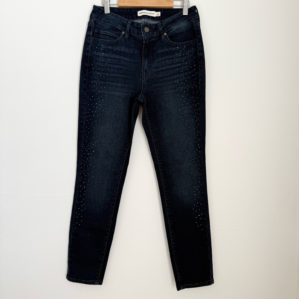 Rebecca Minkoff Crystal Studded Embellished Skinny Denim Jeans Size 4